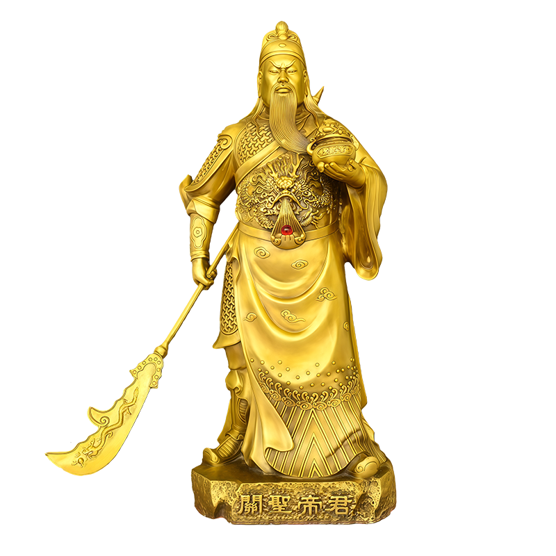 纯黄铜关公财神关圣帝君铜像摆件