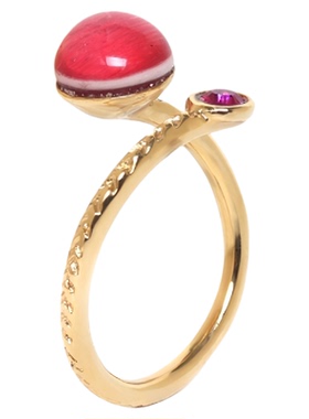 法国品牌Franck Herval蕾娜系列戒指简约圆形粉色开口新潮轻奢女