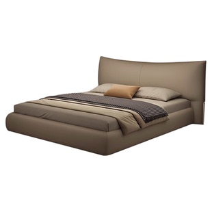 意式极简真皮床轻奢高端大气主卧互不打扰双人大床广东佛山