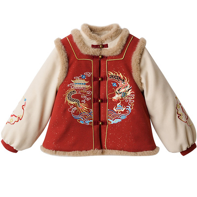 加厚冬季男女童龙年拜年服