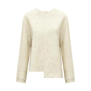 COCOBELLA[莱赛尔]对丝拼接压褶肌理感长袖衬衫女缎面上衣TS3015B