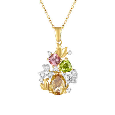 周大福ENZO18K金多彩宝石吊坠