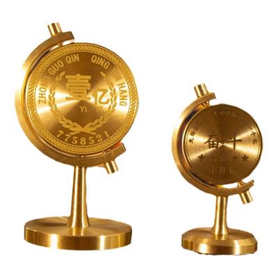 创意黄铜解压旋转地球仪桌面摆件
