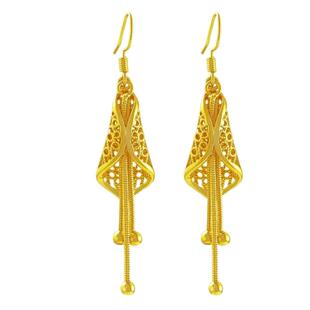 越南沙金花朵流苏耳环女镀黄金色耳坠高级感转运珠耳饰结婚首饰