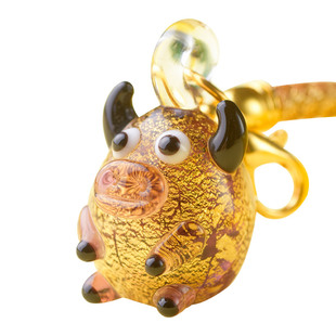 金陵金箔十二生肖兔年钥匙扣挂件手机链书包吊坠汽车公交卡门禁挂饰男女情侣创意手机壳U盘可爱守护神挂绳