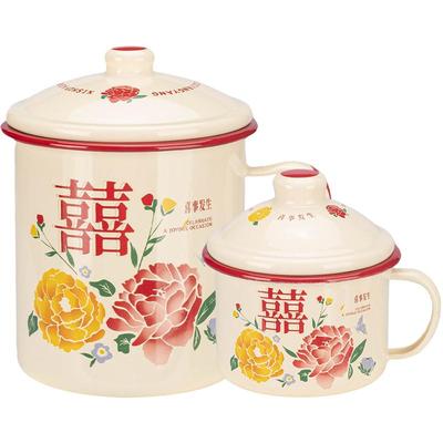 摩登主妇搪瓷杯水杯子带盖马克杯