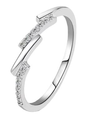 进口D色莫桑石斜台阶排戒