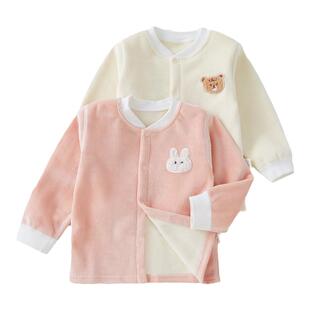 宝宝保暖上衣单件秋衣加绒女童内衣春秋季婴儿加厚衣服内搭开衫