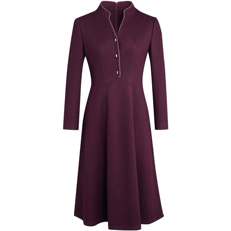 LANDI绵羊毛优雅JI简礼服裙