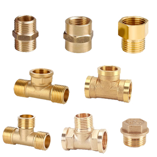 全铜加厚4分四分内外丝直接三通转换头堵头分水螺纹水管接头配件