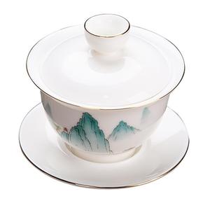 羊脂玉茶具白瓷套装茶壶家用功夫茶杯高档客厅办公室会客泡茶盖碗