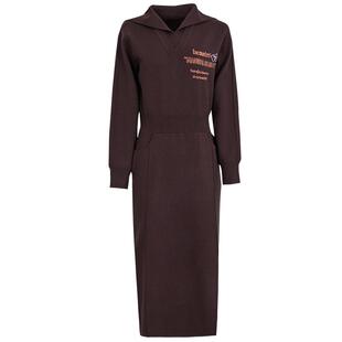 MEDECOO/墨蒂珂冬季新款 X型高腰翻领印花针织连衣裙MHD40605