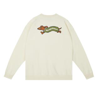 Wassuphouse腊肠狗奔跑印花圆领卫衣男秋冬款潮牌美式上衣情侣