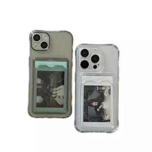 仅适用苹果拍立得手机壳17promax卡槽保护壳情侣闺蜜定制打印照片证件插卡透明精孔软壳16防摔15卡包小卡