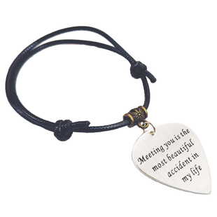 纯银定制吉他拨片手链项链刻字照片民谣情侣pick吊坠男女生日礼物