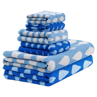 滴答滴答 新款蓝色清冷风插画系列水滴雨滴毛巾精梳长绒棉吸水浴