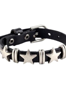 朋克暗黑辣妹男女牛皮铆钉手链