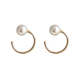 极简风耳环女珍珠小耳圈耳钉美14K包金防过敏养耳洞耳骨钉不褪色
