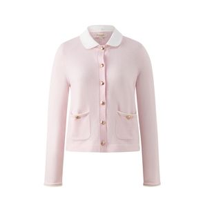 Eland衣恋毛针织衫女长袖毛衣可拆卸翻领设计开衫2026春季新款