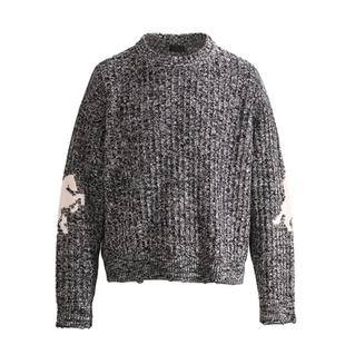 PMW 马年限定花色刺绣毛衣男麻花纹理复古宽松亲肤保暖针织衫上衣