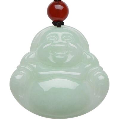 天然缅甸翡翠A货大笑佛女款吊坠