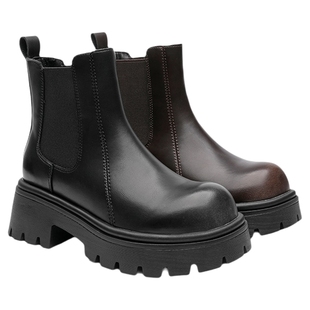 月芽儿冬季新款切尔西靴女单靴炸街厚底瘦瘦小短靴烟筒增高马丁靴