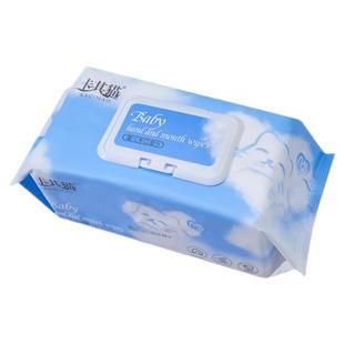 卡其猫湿纸巾80抽婴儿手口湿巾大包家庭实惠装母婴适用私处新生儿