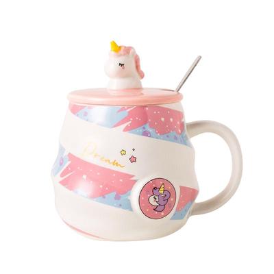 独角兽马克杯陶瓷带盖勺可爱杯子