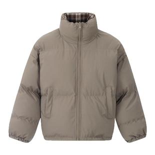 INKNOTS美式复古冬季加厚双面穿格子棉服男女短款cleanfit外套ins