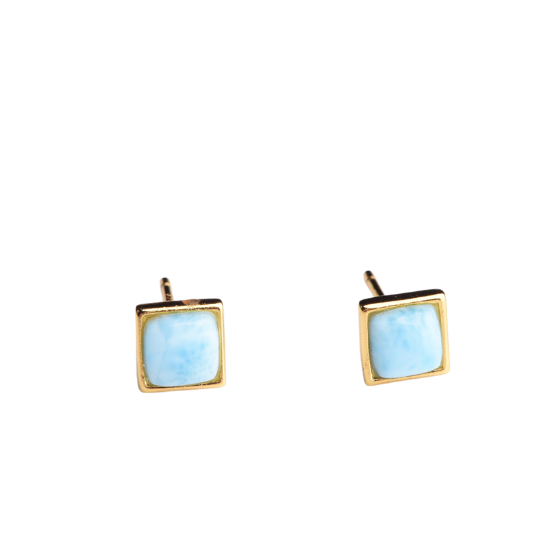 化轻风S925银海纹石小耳钉