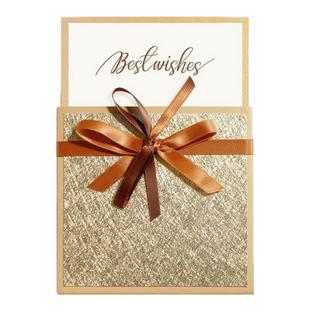 金色祝福贺卡定制感谢卡高级感商务生日卡片空白手写礼物