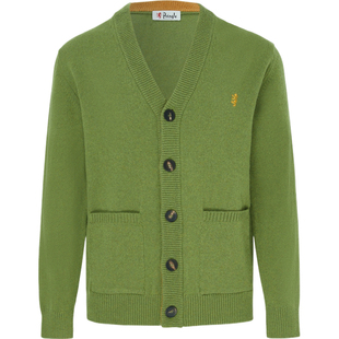 【折扣】Pringle of Scotland 男秋冬刺绣绵羊毛开襟衫