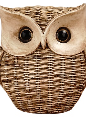 创意猫头鹰摆件客厅玄关装饰品