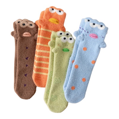 秋冬澳绒保暖加厚中筒袜毛茸茸袜