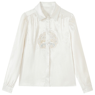 慕兔新中式国风盘扣长袖衬衫女秋2025新款独特设计感小众刺绣上衣