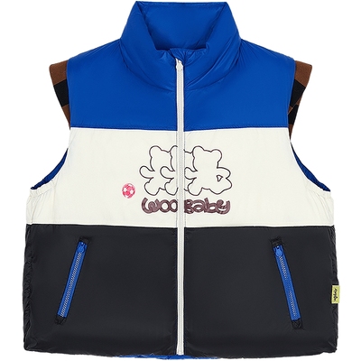 [95白鸭绒]woobaby儿童轻薄羽绒服马甲远红外发热2025冬外套上衣