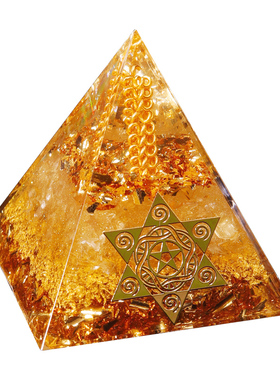 金字塔摆件黄水晶透光吸金能量塔