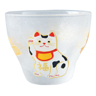 日本aderia杯子招财猫富士山白酒玻璃杯送礼可爱酱油碟茶杯清酒杯