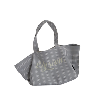 梵花不语条纹帆布单肩包