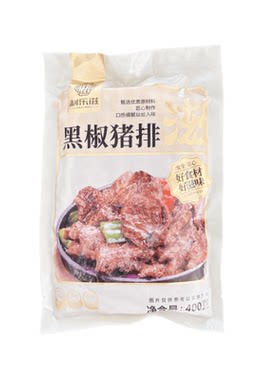 利乐滋黑椒猪排半成品400g新鲜腌制调理带骨猪扒速冻酒店商用食材