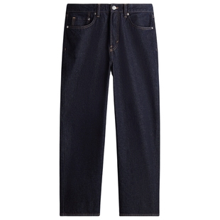 HM男装牛仔裤冬季宽松潮流棉质中腰直筒外出阔腿裤长裤1096385