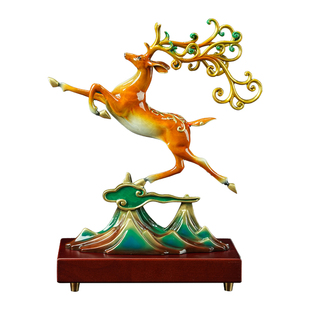 一路高升铜鹿摆件中式家居客厅玄关办公室酒柜装饰品乔迁之喜礼物