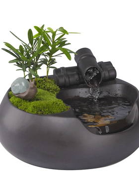 绿植流水摆件新中式风开业礼品