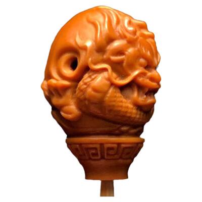 精雕龙三通橄榄核单籽兽面佛头