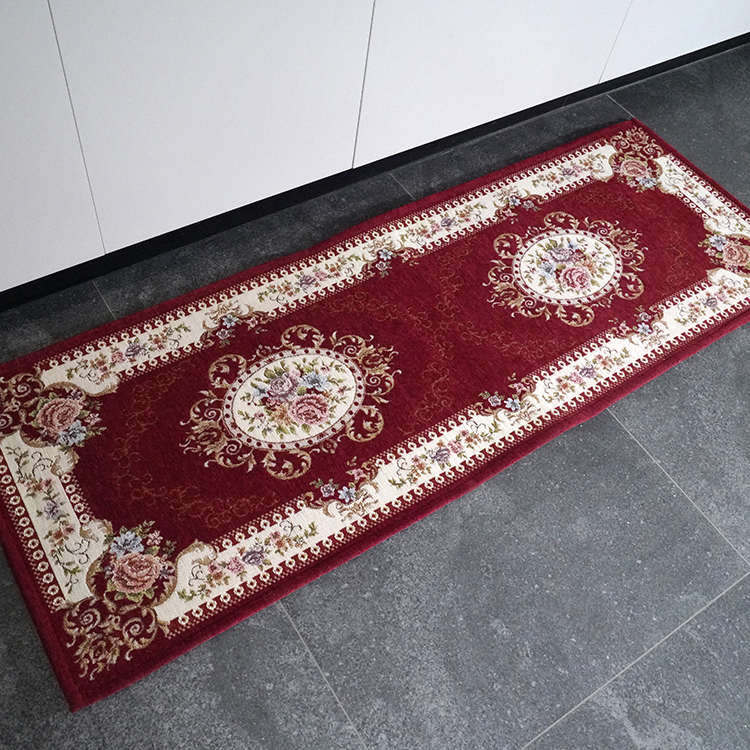 厨房地垫长条防滑吸水吸油编织耐磨地垫家用门垫可水洗布艺新中式