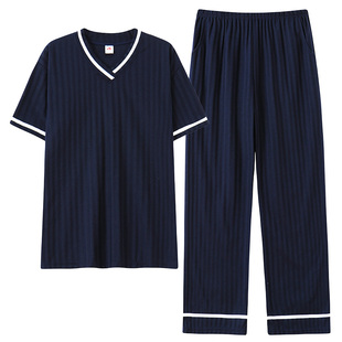 睡衣女夏宽松短袖长裤薄款韩版宽松大码两件套装春秋天休闲家居服