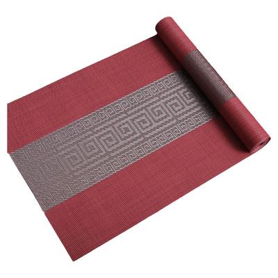 新中式风PVC桌旗喜事结婚庆典寿宴红色茶几桌布禅意简约茶席垫