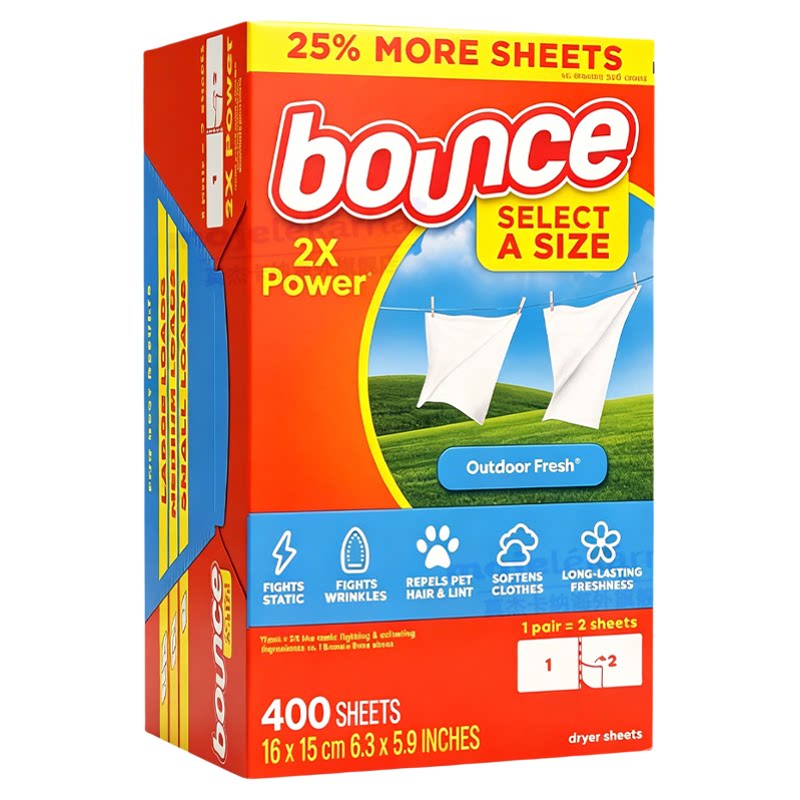 Bounce邦氏五合一柔顺香衣纸烘干机专用香衣片抗静电除皱400片