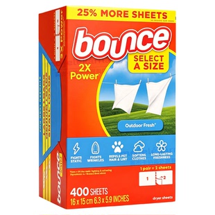 Bounce邦氏五合一柔顺香衣纸烘干机专用香衣片抗静电除皱400片