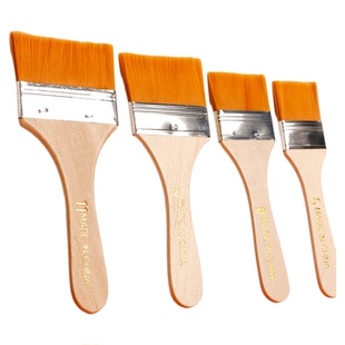 尼龙毛刷板刷软头美术生专用手绘墙绘底刷大号平头排笔刷子短柄油画丙烯板刷画笔水粉水彩国画颜料画画刷